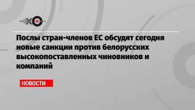 Александр Лукашенко - Жозеп Боррель - Роман Протасевич - Светлана Тихановская - Софья Сапеги - Послы стран-членов ЕС обсудят сегодня новые санкции против белорусских высокопоставленных чиновников и компаний - echo.msk.ru - Брюссель