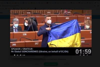 Владимир Путин - Ангела Меркель - Алексей Гончаренко - В ПАСЕ закрыли дело по жалобе на нардепа Гончаренко об украинском флаге и вопросе о "Путине - убийце" - kp.ua