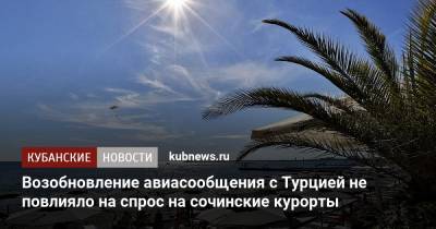 Алексей Копайгородский - Возобновление авиасообщения с Турцией не повлияло на спрос на сочинские курорты - kubnews.ru - Сочи - Краснодарский край - Турция