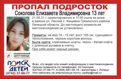 13-летняя девочка пропала в Липецкой области - lipetskmedia.ru - Липецкая обл. - район Грязинский