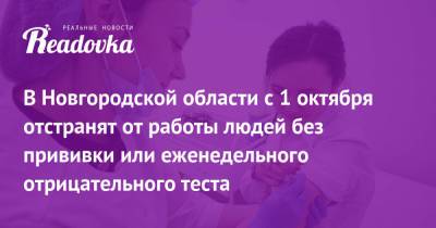 Андрей Никитин - В Новгородской области с 1 октября отстранят от работы людей без прививки или еженедельного отрицательного теста - readovka.news - Новгородская обл.