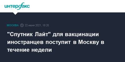Анастасий Раков - "Спутник Лайт" для вакцинации иностранцев поступит в Москву в течение недели - interfax.ru - Москва