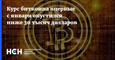 Курс биткоина впервые с января опустился ниже 30 тысяч долларов - nsn.fm