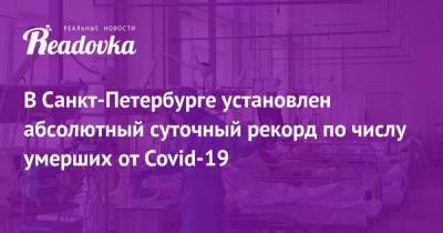 В Санкт-Петербурге установлен абсолютный суточный рекорд по числу умерших от Covid-19 - readovka.news - Москва - Санкт-Петербург