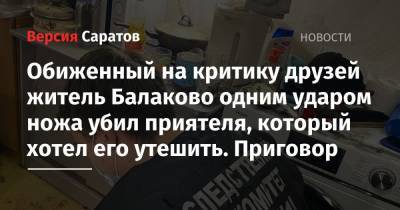 Обиженный на критику друзей житель Балаково одним ударом ножа убил приятеля, который хотел его утешить. Приговор - nversia.ru - Саратовская обл. - Балаково