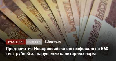 Игорь Дяченко - Предприятия Новороссийска оштрафовали на 560 тыс. рублей за нарушение санитарных норм - kubnews.ru - Краснодарский край - Новороссийск