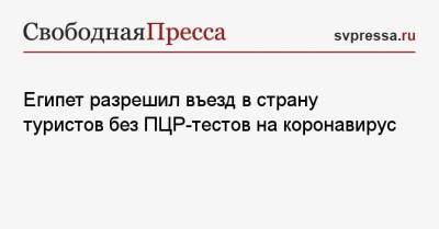 Египет разрешил въезд в страну туристов без ПЦР-тестов на коронавирус - svpressa.ru - Египет