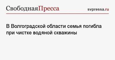В Волгоградской области семья погибла при чистке водяной скважины - svpressa.ru - Санкт-Петербург - Челябинск - Волгоградская обл. - респ. Удмуртия