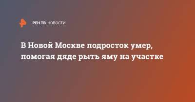 В Новой Москве подросток умер, помогая дяде рыть яму на участке - ren.tv - Москва