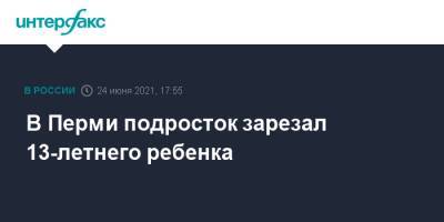 В Перми подросток зарезал 13-летнего ребенка - interfax.ru - Москва - Россия - Пермь