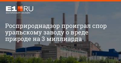 Росприроднадзор проиграл спор уральскому заводу о вреде природе на 3 миллиарда - e1.ru - Екатеринбург - Уральск - Экология