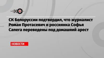 Роман Протасевич - Павел Латушко - Софья Сапега - СК Белоруссии подтвердил, что журналист Роман Протасевич и россиянка Софья Сапега переведены под домашний арест - echo.msk.ru - Белоруссия