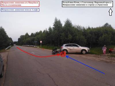 В Сыктывкаре мопед с двумя подростками влетел в Mitsubishi ASX - komiinform.ru - Сыктывкар