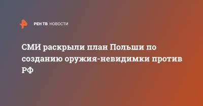 СМИ раскрыли план Польши по созданию оружия-невидимки против РФ - ren.tv - Россия - Польша