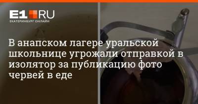 В анапском лагере уральской школьнице угрожали отправкой в изолятор за публикацию фото червей в еде - e1.ru - Россия - Анапа - Екатеринбург