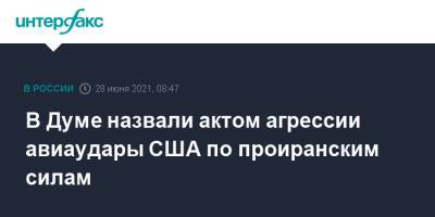 Юрий Швыткин - В Думе назвали актом агрессии авиаудары США по проиранским силам - interfax.ru - Москва - США - Сирия - Ирак - Иран