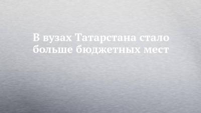 В вузах Татарстана стало больше бюджетных мест - chelny-izvest.ru - респ. Татарстан