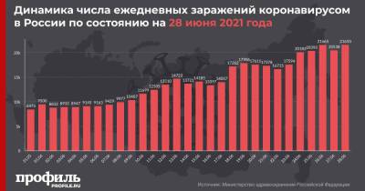 За сутки в России выявили 21650 новых случаев заражения COVID-19 - profile.ru - Москва - Россия - Санкт-Петербург - Московская обл.