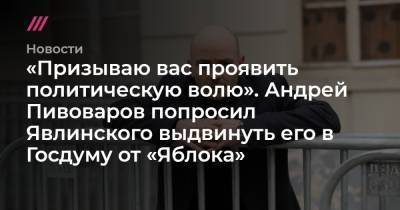 Андрей Пивоваров - «Призываю вас проявить политическую волю». Андрей Пивоваров попросил Явлинского выдвинуть его в Госдуму от «Яблока» - tvrain.ru