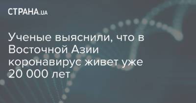 Ученые выяснили, что в Восточной Азии коронавирус живет уже 20 000 лет - strana.ua - Украина - Австралия - Азия