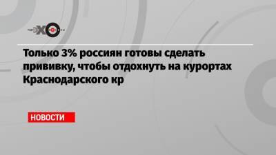 Вениамин Кондратьев - Только 3% россиян готовы сделать прививку, чтобы отдохнуть на курортах Краснодарского кр - echo.msk.ru - Краснодарский край