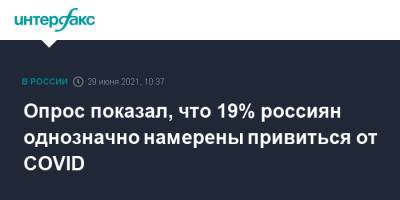 Опрос показал, что 19% россиян однозначно намерены привиться от COVID - interfax.ru - Москва - Сочи - Краснодарский край
