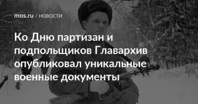Ко Дню партизан и подпольщиков Главархив опубликовал уникальные военные документы - mos.ru - Москва - Московская обл.