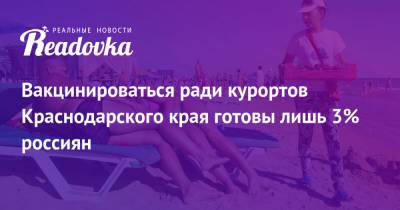 Вакцинироваться ради курортов Краснодарского края готовы лишь 3% россиян - readovka.ru - Краснодарский край - Краснодар