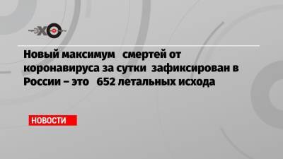 Александр Беглов - Новый максимум смертей от коронавируса за сутки зафиксирован в России – это 652 летальных исхода - echo.msk.ru - Москва - Россия - Санкт-Петербург