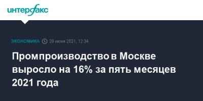 Владимир Ефимов - Промпроизводство в Москве выросло на 16% за пять месяцев 2021 года - interfax.ru - Москва