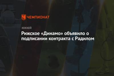 Рижское «Динамо» объявило о подписании контракта с Радилом - championat.com - Москва - Рига - Чехия - Сан-Хосе