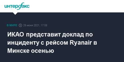 Артем Сикорский - ИКАО представит доклад по инциденту с рейсом Ryanair в Минске осенью - interfax.ru - Москва - Белоруссия - Минск
