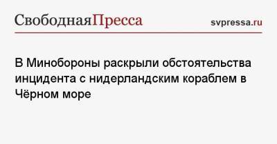 В Минобороны раскрыли обстоятельства инцидента с нидерландским кораблем в Чёрном море - svpressa.ru - Россия - Голландия
