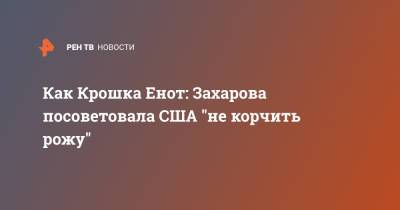 Мария Захарова - Как Крошка Енот: Захарова посоветовала США "не корчить рожу" - ren.tv - Россия - США