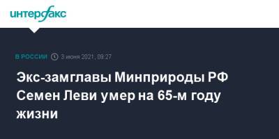 Экс-замглавы Минприроды РФ Семен Леви умер на 65-м году жизни - interfax.ru - Москва - Пермь - Пермский край - Пермская обл.