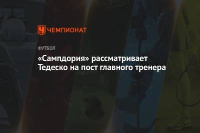 Доменико Тедеско - «Сампдория» рассматривает Тедеско на пост главного тренера - championat.com