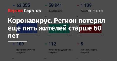 Коронавирус. Регион потерял еще пять жителей старше 60 лет - nversia.ru - Саратовская обл.