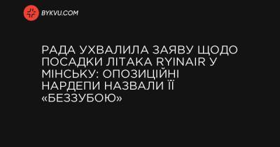 Рада ухвалила заяву щодо посадки літака Ryinair у Мінську: опозиційні нардепи назвали її «беззубою» - bykvu.com