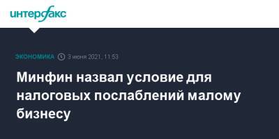 Алексей Сазанов - Минфин назвал условие для налоговых послаблений малому бизнесу - interfax.ru - Москва - Пмэф