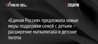 Дмитрий Медведев - «Единая Россия» предложила новые меры поддержки семей с детьми – расширение маткапитала и детские льготы - ivbg.ru - Москва - Ленинградская обл.