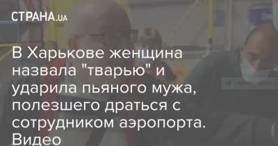 В Харькове женщина назвала "тварью" и ударила пьяного мужа, полезшего драться с сотрудником аэропорта. Видео - strana.ua - Харьков