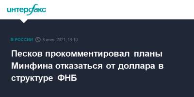 Дмитрий Песков - Антон Силуанов - Песков прокомментировал планы Минфина отказаться от доллара в структуре ФНБ - interfax.ru - Москва