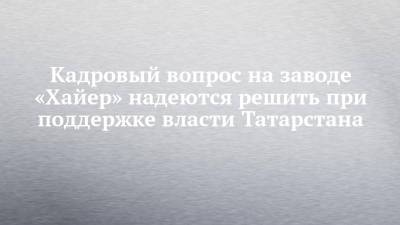 Кадровый вопрос на заводе «Хайер» надеются решить при поддержке власти Татарстана - chelny-izvest.ru - респ. Татарстан - Набережные Челны