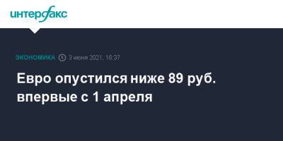 Евро опустился ниже 89 руб. впервые с 1 апреля - interfax.ru - Москва - США