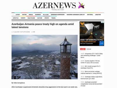 Ильхам Алиев - Газета Azernews о необходимости мирного договора между Азербайджаном и Арменией - trend.az - Азербайджан