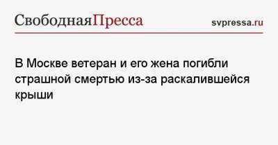 В Москве ветеран и его жена погибли страшной смертью из-за раскалившейся крыши - svpressa.ru - Москва