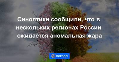Синоптики сообщили, что в нескольких регионах России ожидается аномальная жара - news.mail.ru - Россия - Краснодарский край - Челябинская обл. - респ. Коми - Хабаровский край - респ. Саха - Вологодская обл. - Свердловская обл. - окр.Приволжский - Курганская обл. - Архангельская обл. - округ Южный