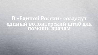 Андрей Турчак - В «Единой России» создадут единый волонтерский штаб для помощи врачам - chelny-izvest.ru - Россия - респ. Татарстан