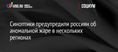 Роман Вильфанд - Синоптики предупредили россиян об аномальной жаре в нескольких регионах - ivbg.ru - Москва - Россия - Украина - Санкт-Петербург