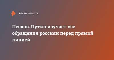 Владимир Путин - Дмитрий Песков - Песков: Путин изучает все обращения россиян перед прямой линией - ren.tv - Россия